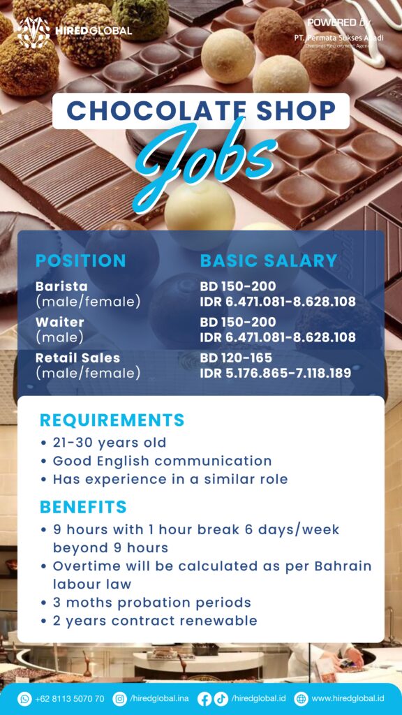 Chocolate Shop Jobs Hired Global Lowongan Kerja Luar Negeri